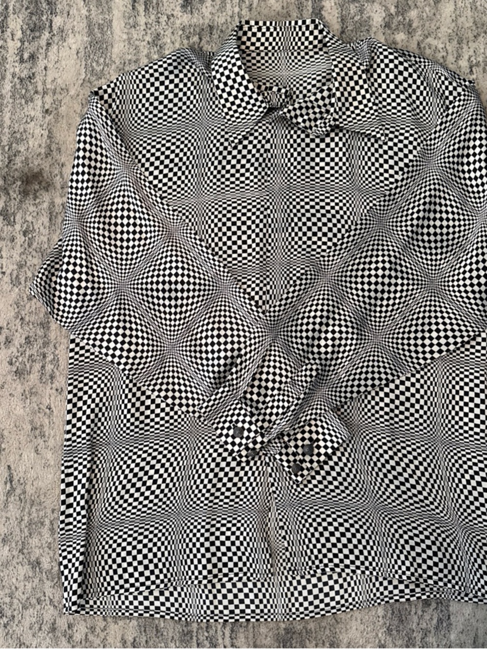 Men's Crème De Silk Black & White Optical Check Dress Shirt - Modern Fit